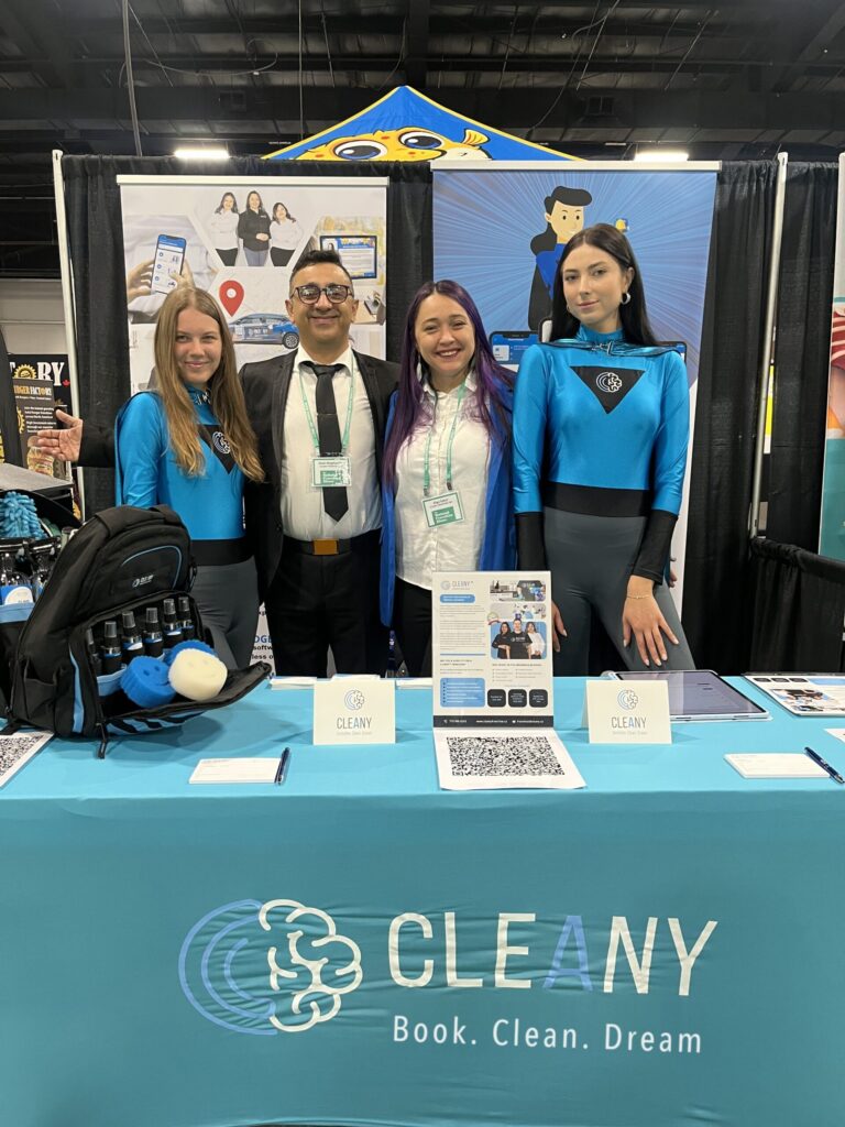 Cleany Franchise team at a franchise show booth