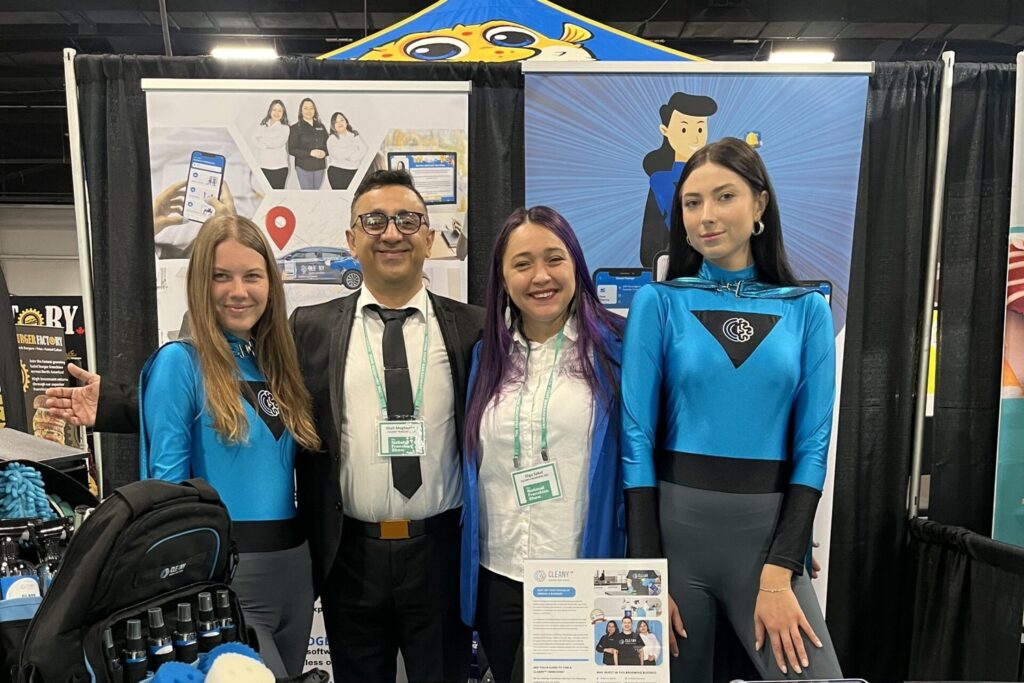 Cleany team at the franchise trade show booth